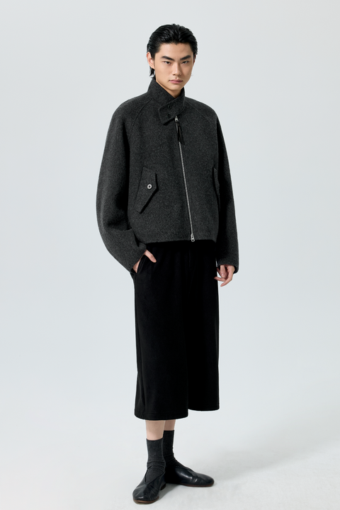 SIMPLE PROJECT WOOL HARRINGTON JACKET