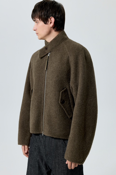 SIMPLE PROJECT WOOL HARRINGTON JACKET