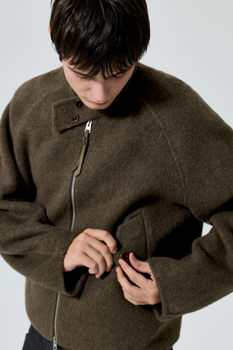 SIMPLE PROJECT WOOL HARRINGTON JACKET