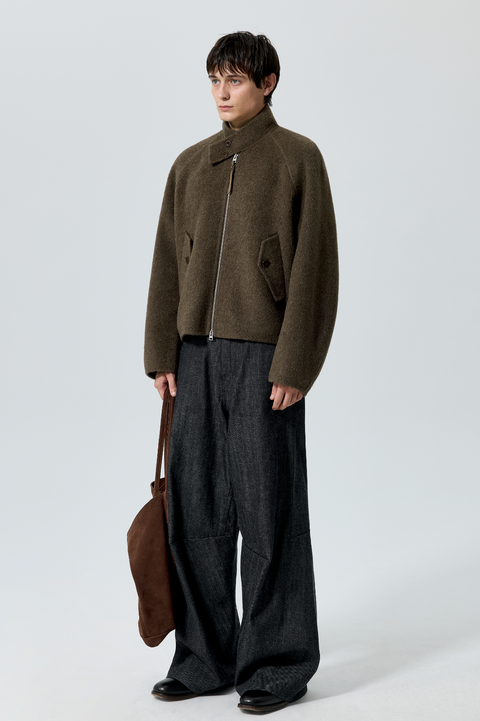 SIMPLE PROJECT WOOL HARRINGTON JACKET