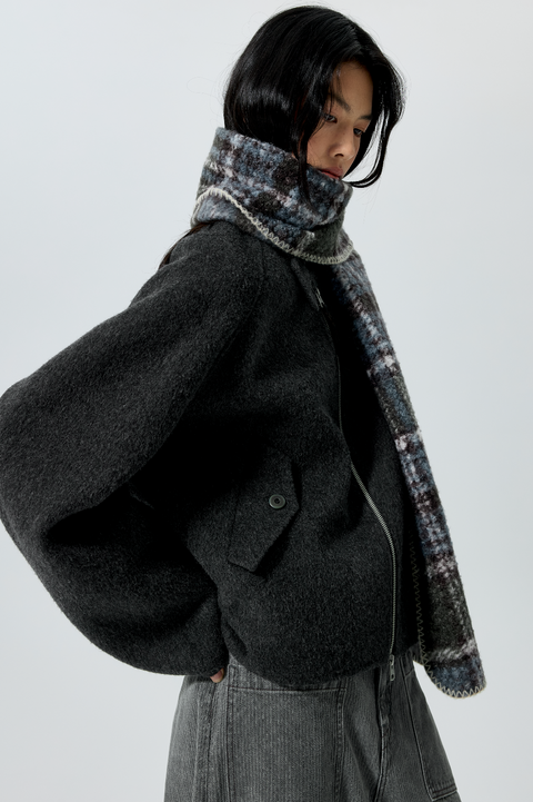 SIMPLE PROJECT WOOL HARRINGTON JACKET