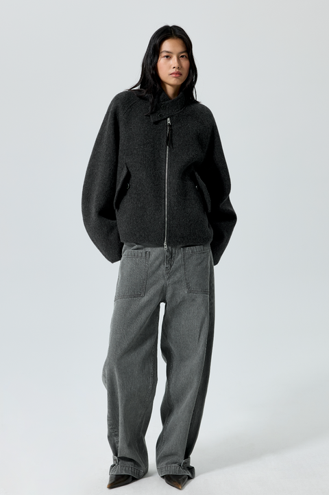 SIMPLE PROJECT WOOL HARRINGTON JACKET