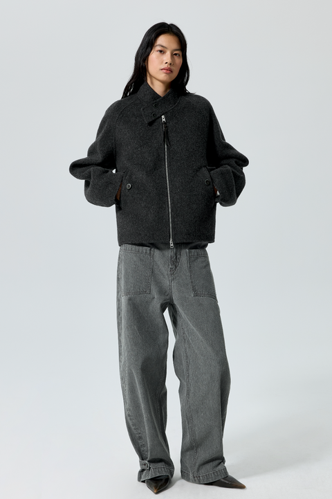 SIMPLE PROJECT WOOL HARRINGTON JACKET