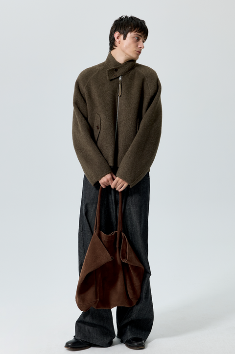 SIMPLE PROJECT WOOL HARRINGTON JACKET