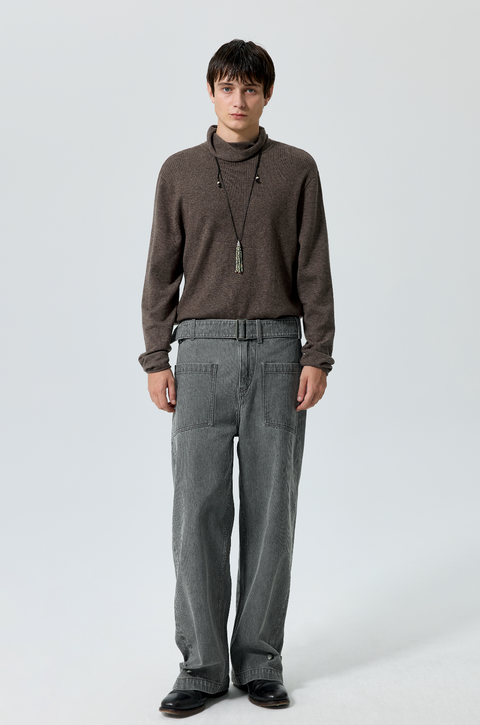 SIMPLE PROJECT BELTED TROUSERS