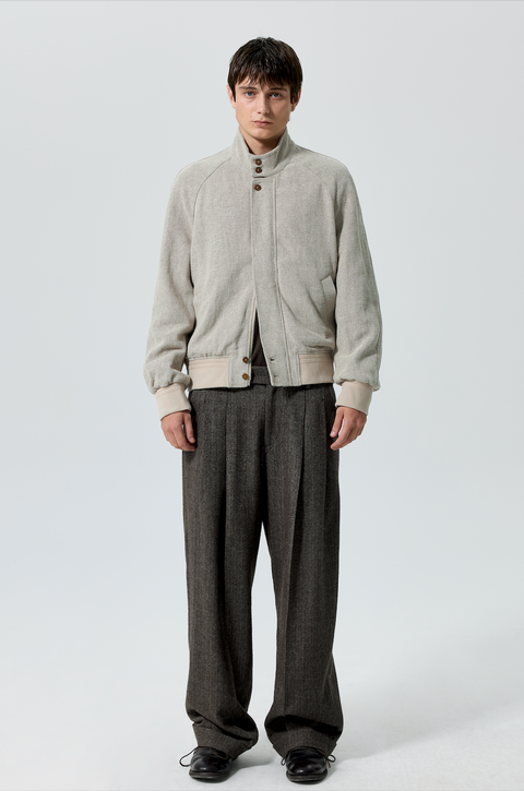 SIMPLE PROJECT STRIPED WOOL TAPERED TROUSERS