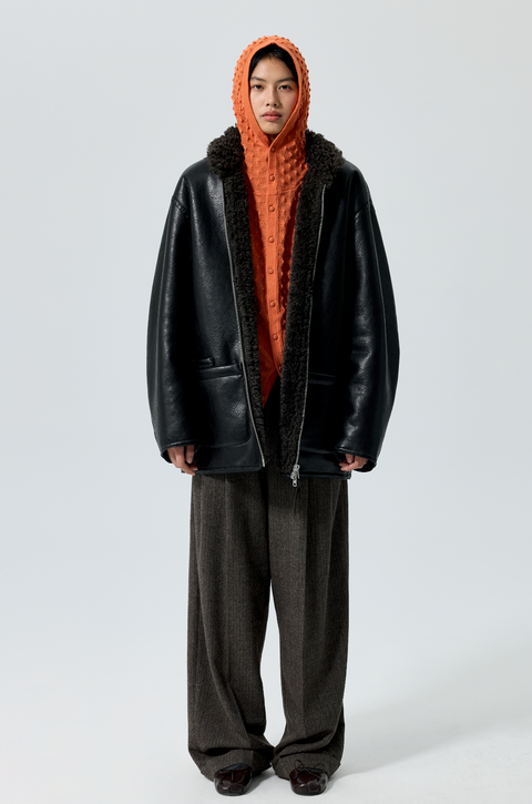 SIMPLE PROJECT STRIPED WOOL TAPERED TROUSERS