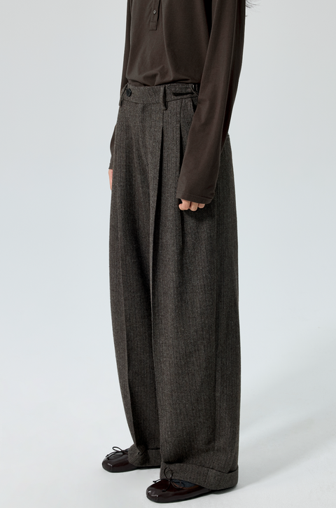 SIMPLE PROJECT STRIPED WOOL TAPERED TROUSERS