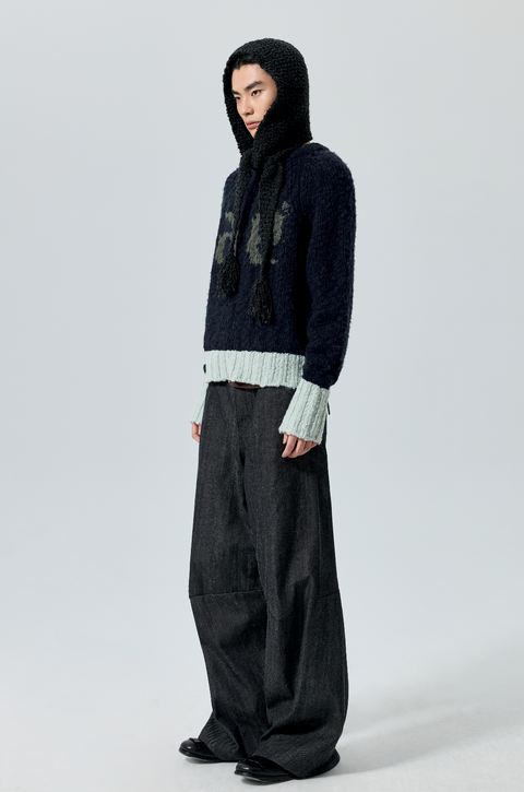 SIMPLE PROJECT COLOR-BLOCK CARDIGAN