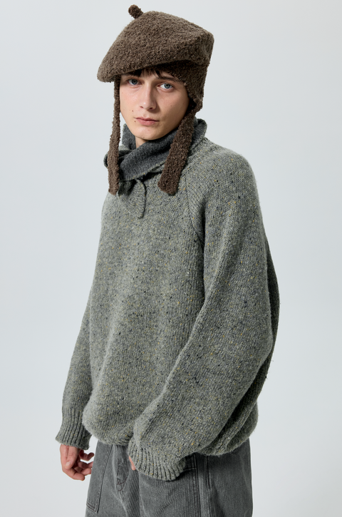 SIMPLE PROJECT KNOTTED NECK SWEATER