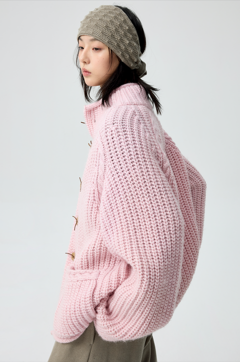 SIMPLE PROJECT HIGH-NECK CARDIGAN