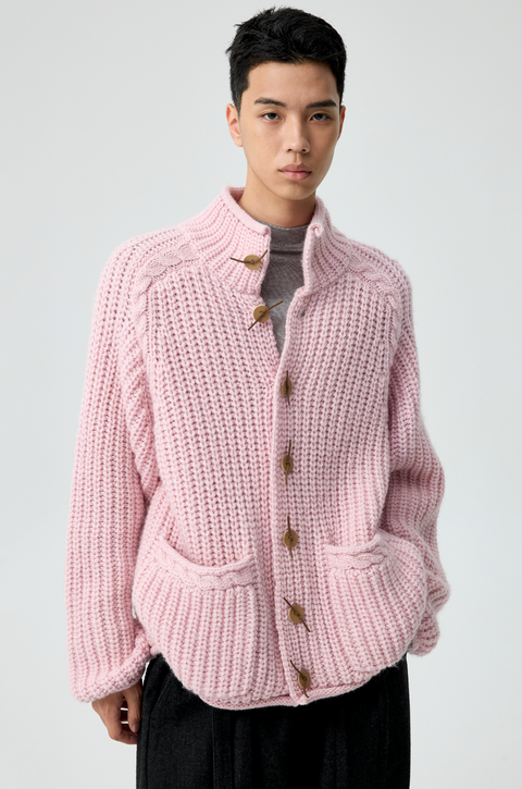 SIMPLE PROJECT HIGH-NECK CARDIGAN