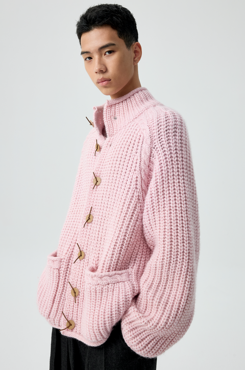 SIMPLE PROJECT HIGH-NECK CARDIGAN