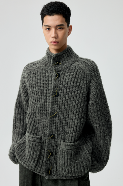 SIMPLE PROJECT HIGH-NECK CARDIGAN