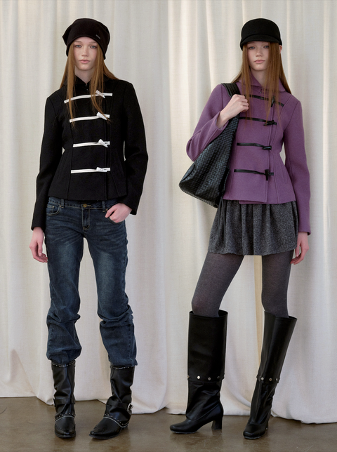 ROSE FOSSIL HORN TOGGLE CROPPED WOOL COAT