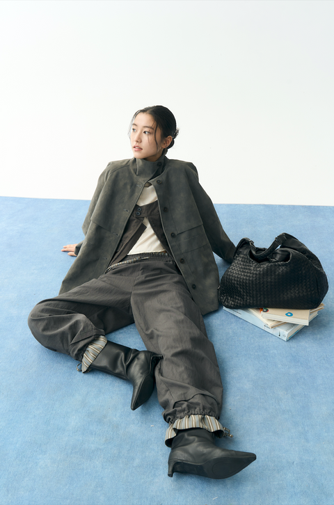 NULL NONE STAND COLLAR LEATHER JACKET