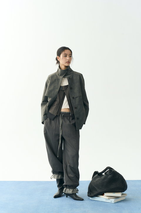 NULL NONE STAND COLLAR LEATHER JACKET