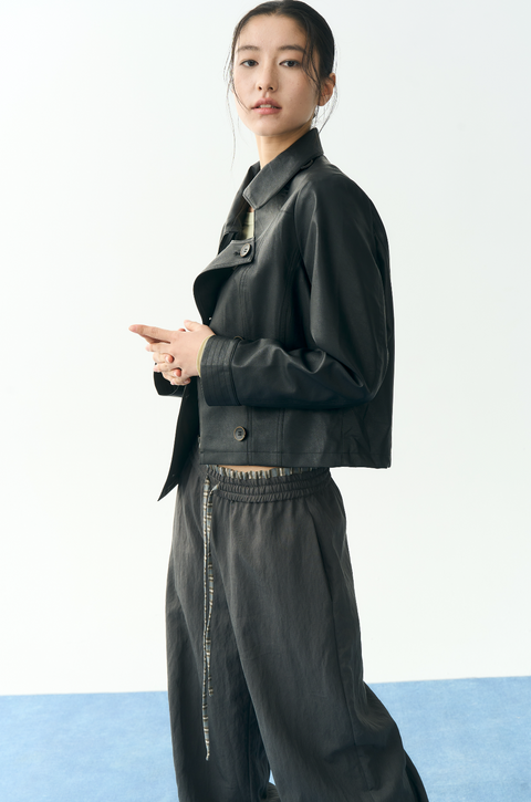 NULL NONE CROPPED SHORT LEATHER JACKET