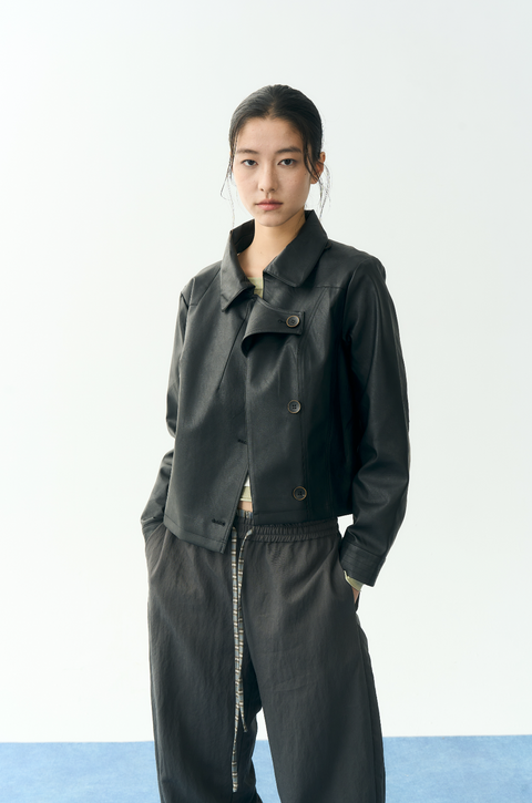 NULL NONE CROPPED SHORT LEATHER JACKET