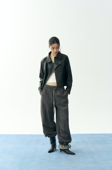 NULL NONE CROPPED SHORT LEATHER JACKET