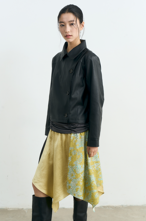 NULL NONE CROPPED SHORT LEATHER JACKET