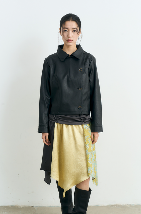 NULL NONE CROPPED SHORT LEATHER JACKET