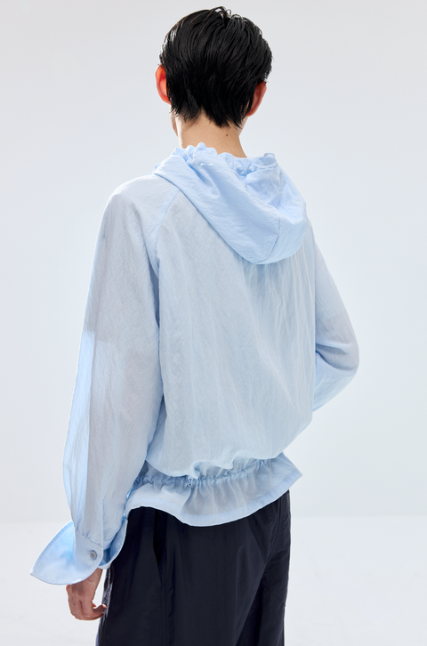 SIMPLE PROJECT LACE-UP HOODED SHIRT