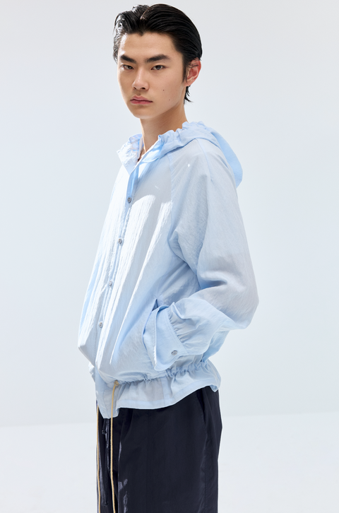 SIMPLE PROJECT LACE-UP HOODED SHIRT