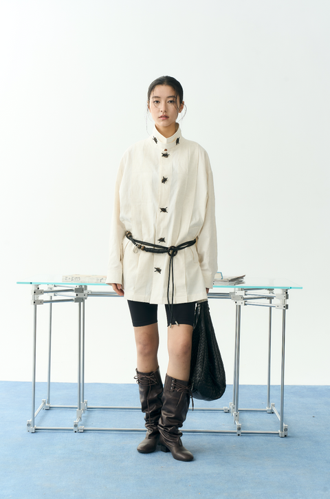 NULL NONE IRREGULAR BUTTON TRENCH COAT