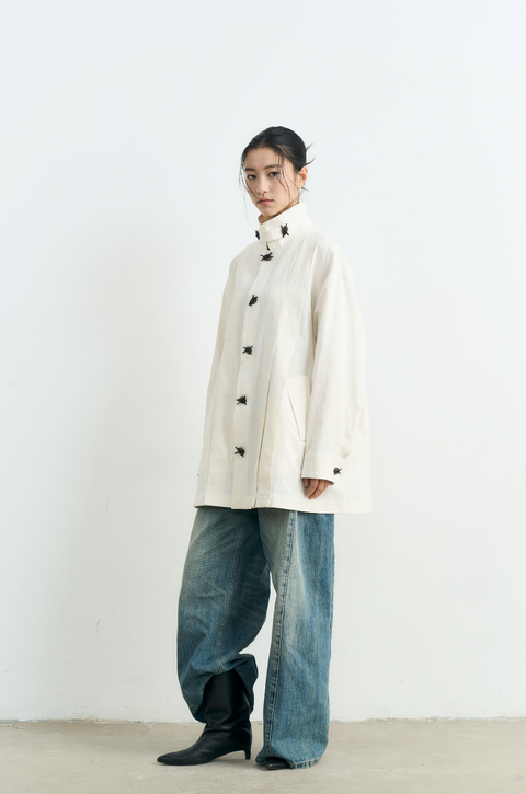 NULL NONE IRREGULAR BUTTON TRENCH COAT