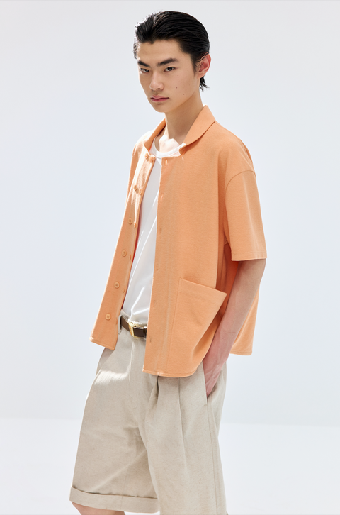 SIMPLE PROJECT TERRY DOUBLE-BREASTED SHIRT