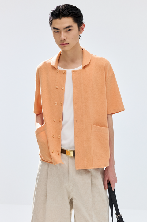 SIMPLE PROJECT TERRY DOUBLE-BREASTED SHIRT