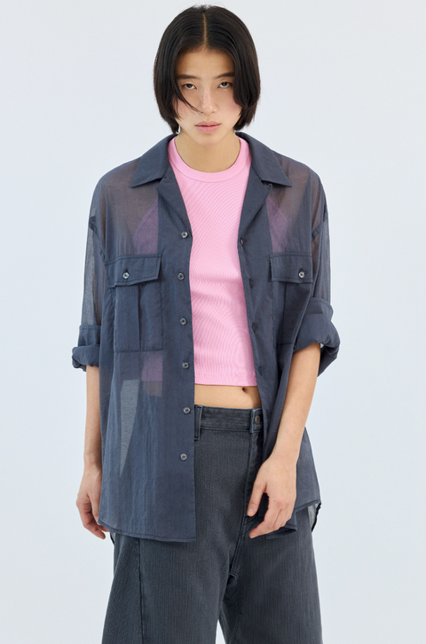 SIMPLE PROJECT OPEN COLLAR SHIRT