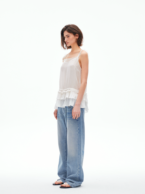 ROSE FOSSIL RUFFLED CAMISOLE