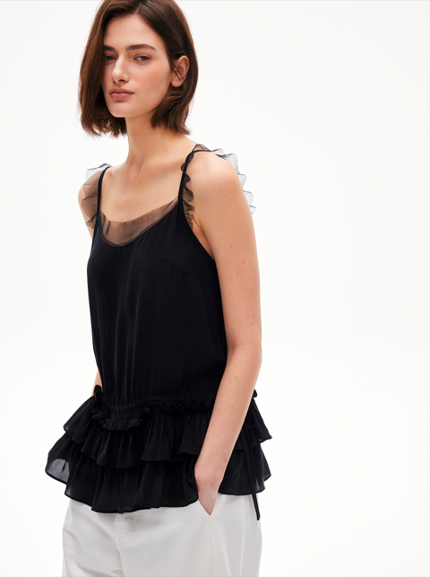 ROSE FOSSIL RUFFLED CAMISOLE