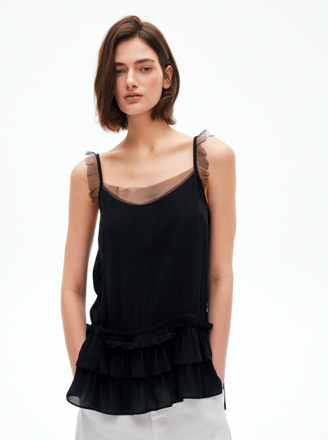 ROSE FOSSIL RUFFLED CAMISOLE
