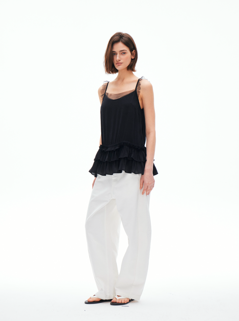 ROSE FOSSIL RUFFLED CAMISOLE