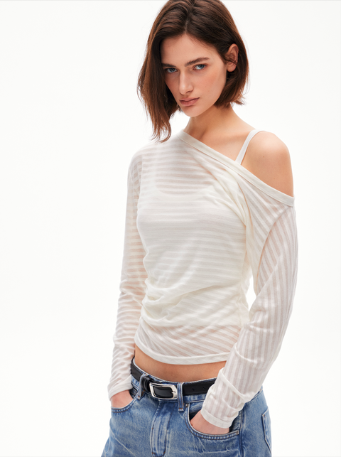 ROSE FOSSIL ONE SHOULDER T-SHIRT