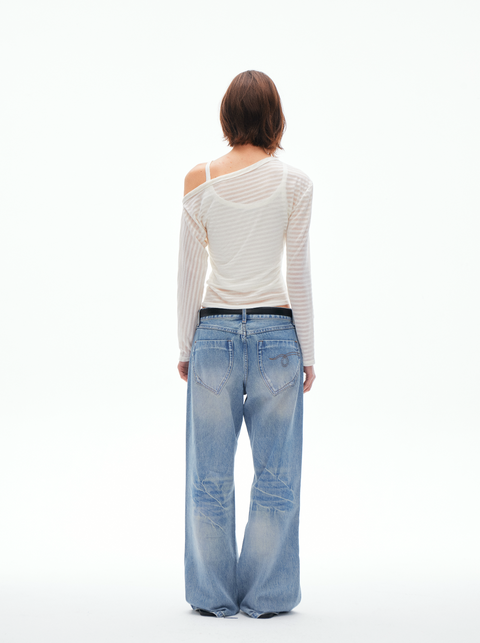 ROSE FOSSIL ONE SHOULDER T-SHIRT