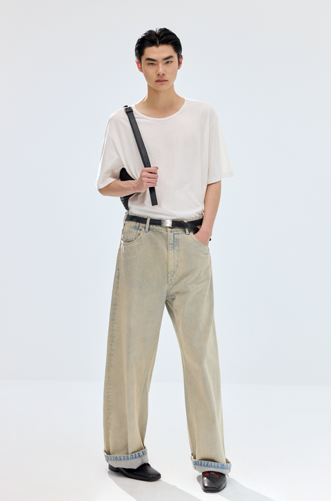 SIMPLE PROJECT KHAKI WASHED JEANS