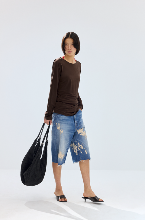 SIMPLE PROJECT PAINT SPLATTER DENIM SHORTS