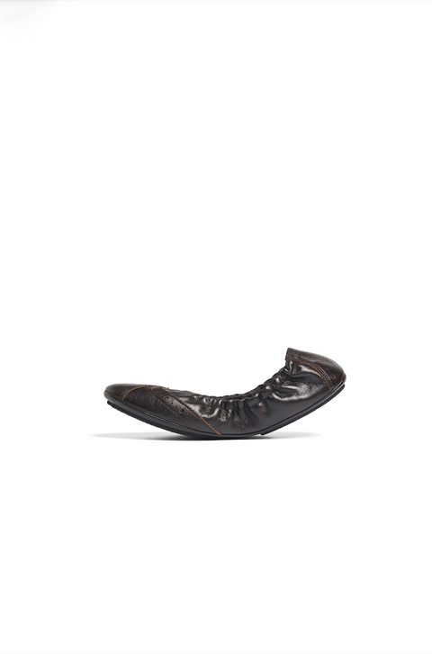 SIMPLE PROJECT BROWN BROGUE BALLET FLATS