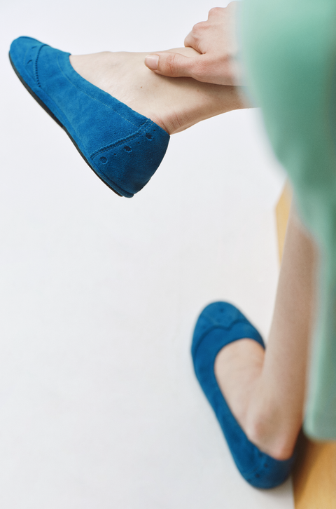 SIMPLE PROJECT BLUE BROGUE BALLET FLATS