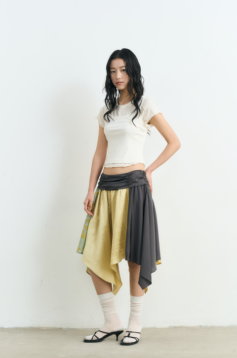 NULL NONE FLORAL PATCHWORK SKIRT