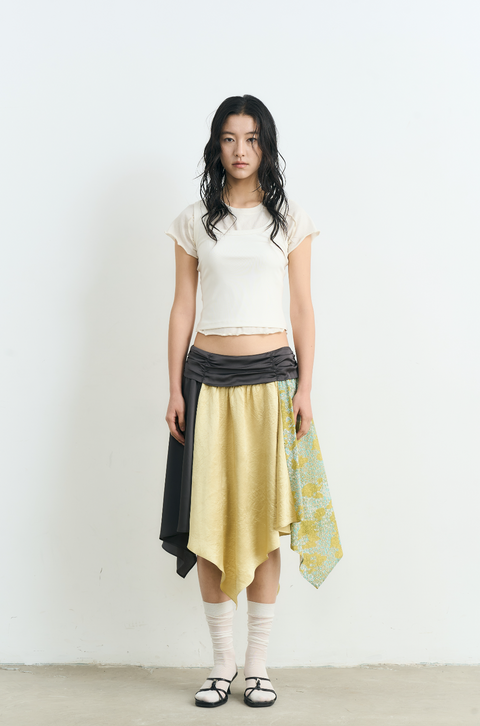 NULL NONE FLORAL PATCHWORK SKIRT