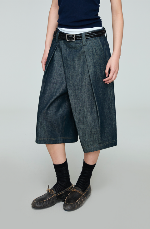 OPICLOTH ASYMMETRIC PLACKET DENIM PANTS