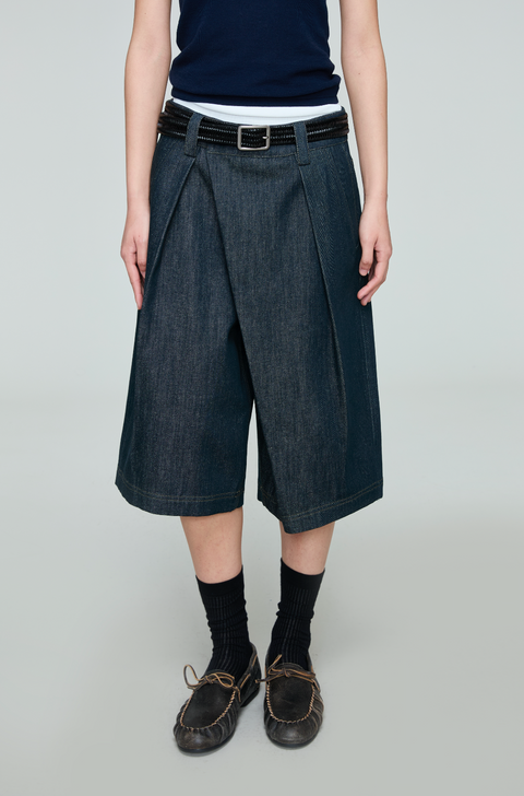 OPICLOTH ASYMMETRIC PLACKET DENIM PANTS