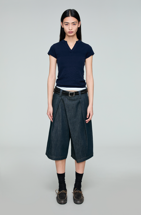 OPICLOTH ASYMMETRIC PLACKET DENIM PANTS
