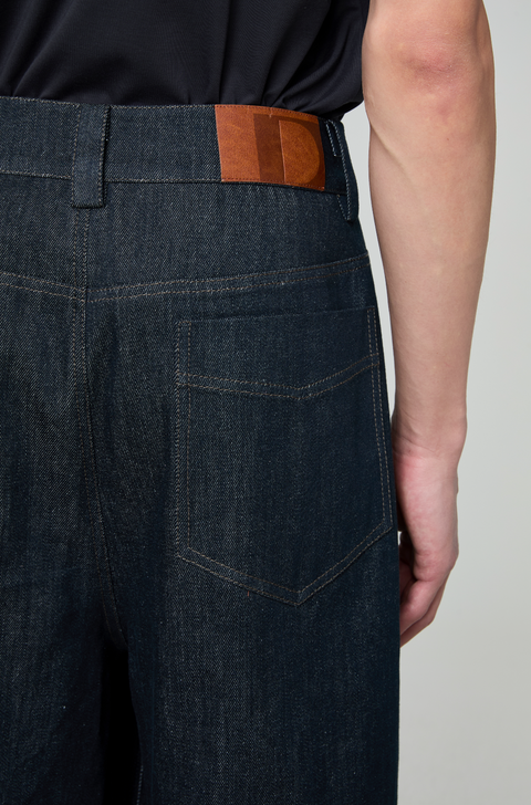 OPICLOTH ASYMMETRIC PLACKET DENIM PANTS