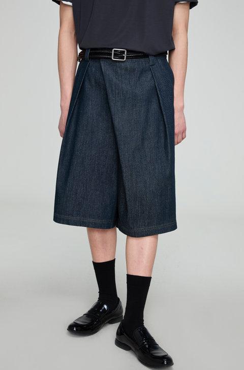 OPICLOTH ASYMMETRIC PLACKET DENIM PANTS